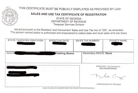 If the buyer submitted their FEIN. . How do i get a copy of my ga sales tax certificate